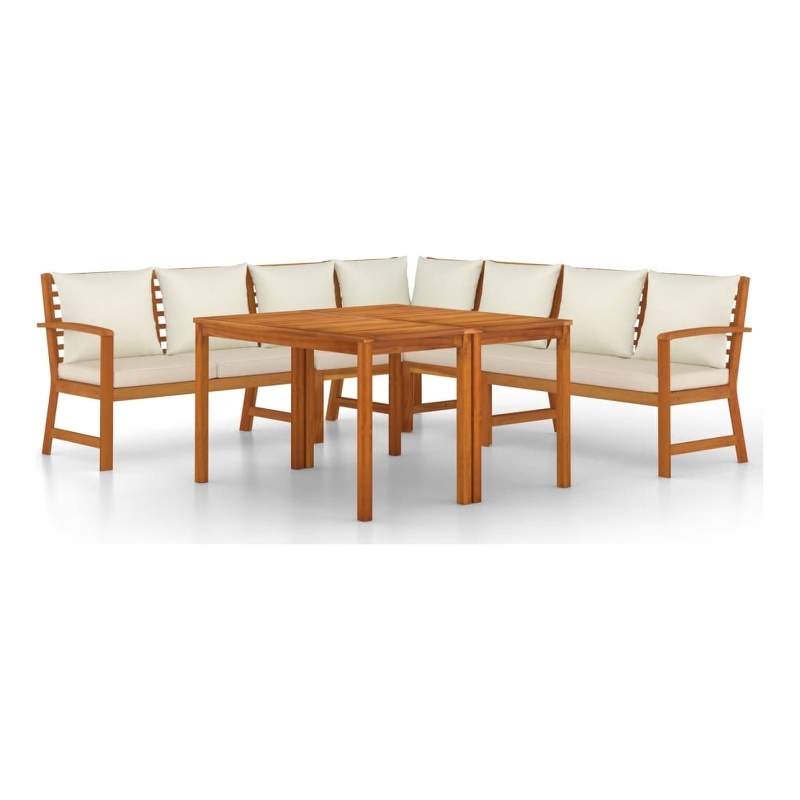 vidaXL Solid Acacia Wood Patio Dining Set Natural/Brown