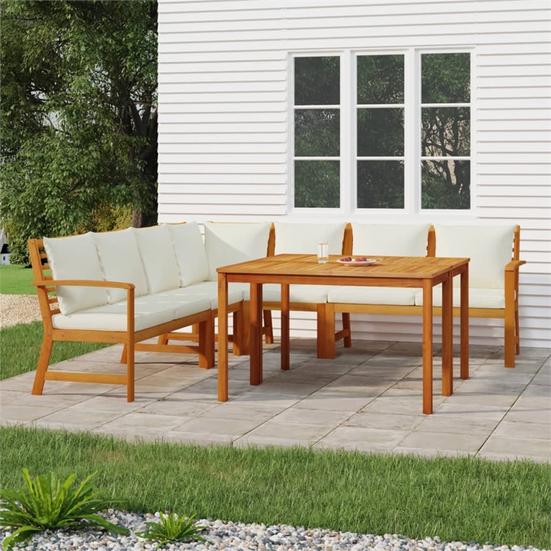vidaXL Solid Acacia Wood Patio Dining Set Natural/Brown