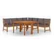 vidaXL Solid Acacia Wood Medium Modular Patio Dining Set in Dark Gray/Brown