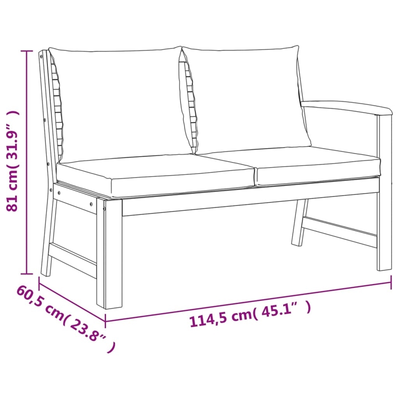 vidaXL Solid Acacia Wood/Polyester Patio Dining Set in Cream White