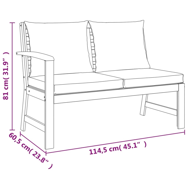 vidaXL Solid Acacia Wood/Polyester Patio Dining Set in Cream White
