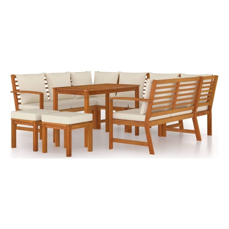 vidaXL Solid Acacia Wood Large Modular Garden Dining Set in Brown