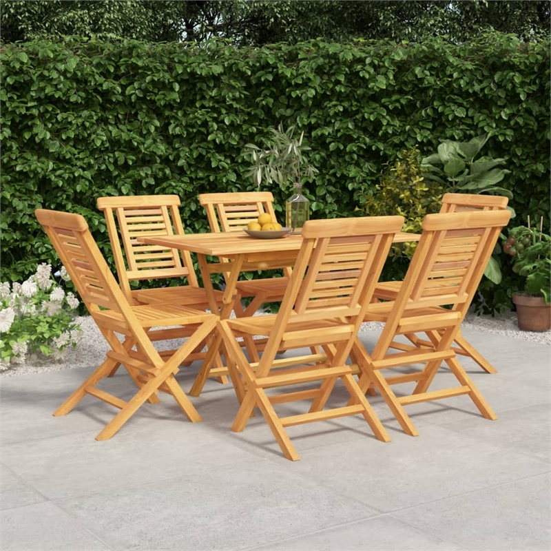 vidaXL Solid Teak Wood Medium Foldable Garden Dining Set Teak/Brown