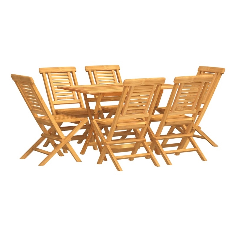 vidaXL Solid Teak Wood Medium Foldable Garden Dining Set Teak/Brown