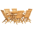 vidaXL Solid Teak Wood Medium Foldable Garden Dining Set Natural/Brown