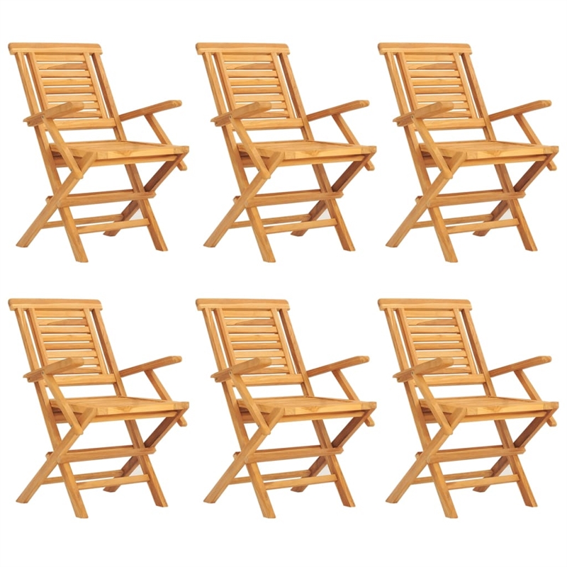 vidaXL Solid Teak Wood Medium Foldable Garden Dining Set Natural/Brown