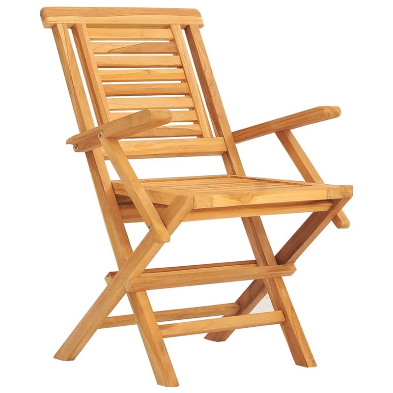 vidaXL Solid Teak Wood Medium Foldable Garden Dining Set Natural/Brown