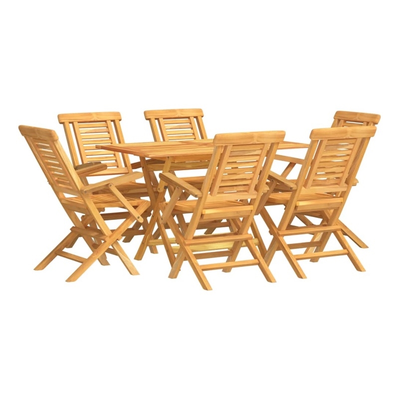 vidaXL Solid Teak Wood Medium Foldable Garden Dining Set Natural/Brown