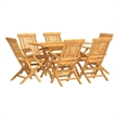 vidaXL Solid Teak Wood Medium Foldable Garden Dining Set Natural/Brown