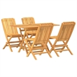 vidaXL Solid Teak Wood Medium Foldable Garden Dining Set Natural/Brown