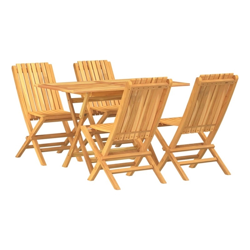 vidaXL Solid Teak Wood Medium Foldable Garden Dining Set Natural/Brown