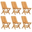vidaXL Solid Teak Wood Foldable Garden Dining Set in Brown