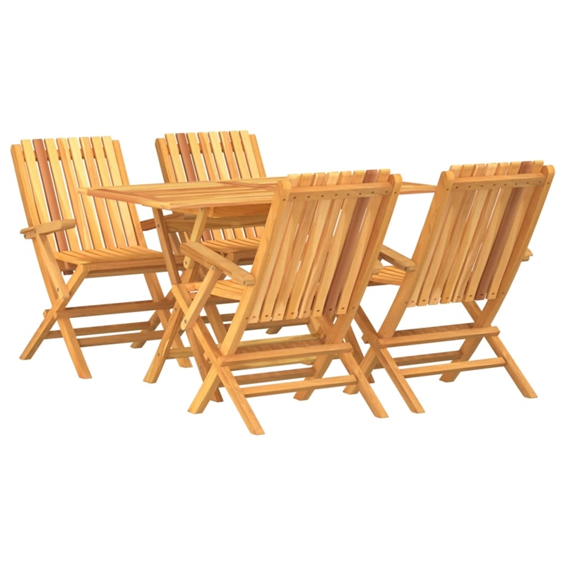 vidaXL Solid Teak Wood Medium Foldable Garden Dining Set in Brown