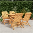 vidaXL Solid Teak Wood Medium Foldable Garden Dining Set in Brown