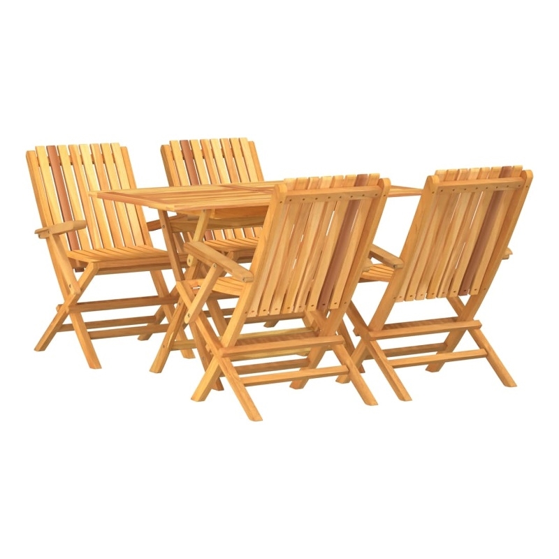 vidaXL Solid Teak Wood Medium Foldable Garden Dining Set in Brown