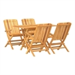 vidaXL Solid Teak Wood Medium Foldable Garden Dining Set in Brown