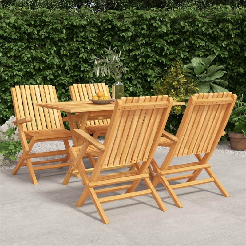 vidaXL Solid Teak Wood Medium Foldable Garden Dining Set in Brown
