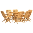 vidaXL Solid Teak Wood Medium Foldable Garden Dining Set in Natural/Brown