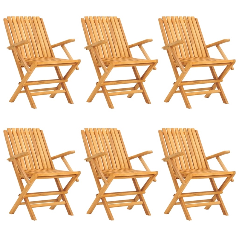vidaXL Solid Teak Wood Medium Foldable Garden Dining Set in Natural/Brown