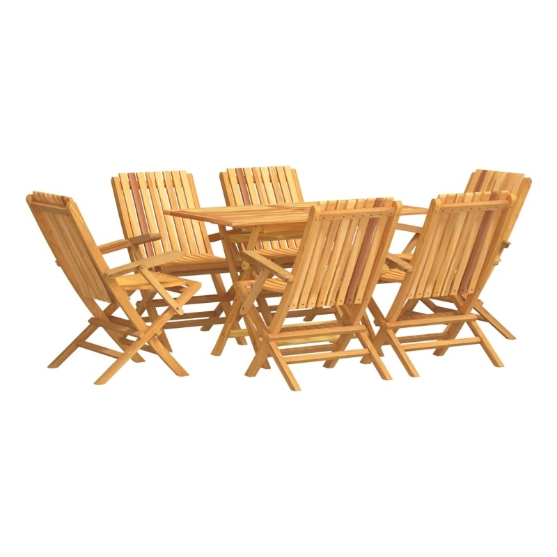 vidaXL Solid Teak Wood Medium Foldable Garden Dining Set in Natural/Brown