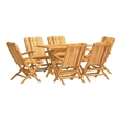 vidaXL Solid Teak Wood Medium Foldable Garden Dining Set in Natural/Brown