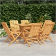 vidaXL Solid Teak Wood Medium Foldable Garden Dining Set in Natural/Brown