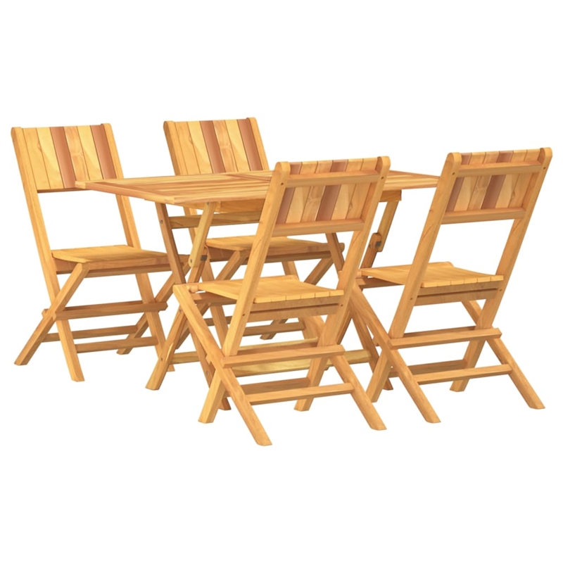 vidaXL Teak Wood Medium Foldable Garden Dining Set in Brown