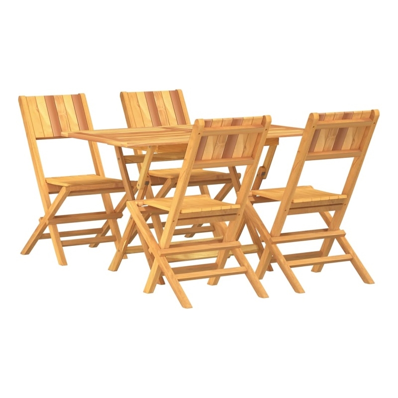 vidaXL Teak Wood Medium Foldable Garden Dining Set in Brown