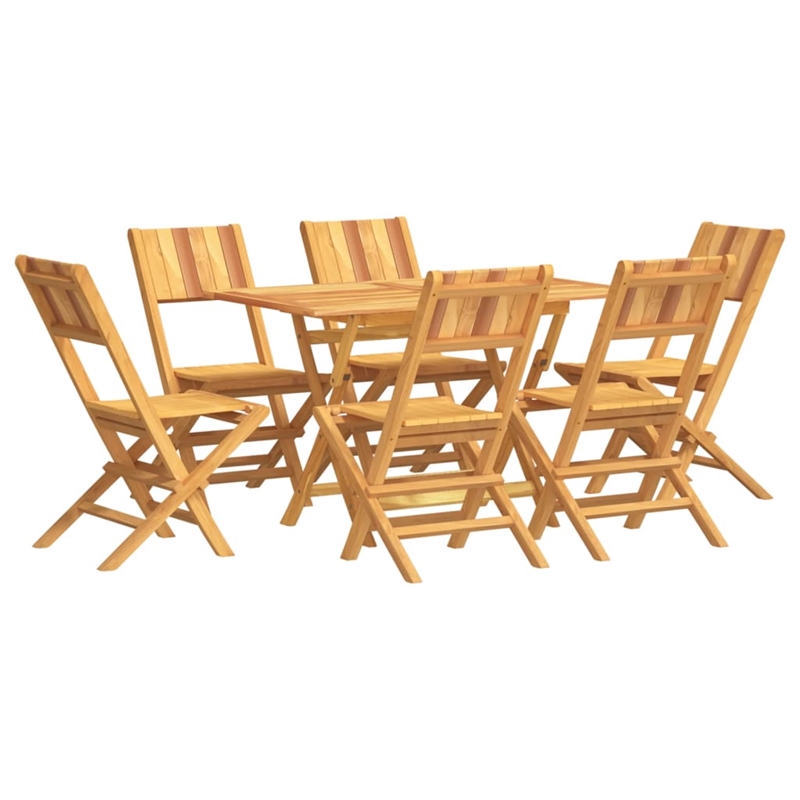vidaXL Solid Teak Wood Medium Foldable Garden Dining Set in Brown