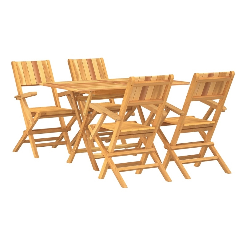 vidaXL Solid Teak Wood Foldable Garden Dining Set Natural/Brown