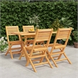 vidaXL Solid Teak Wood 5 Piece Foldable Garden Dining Set in Brown