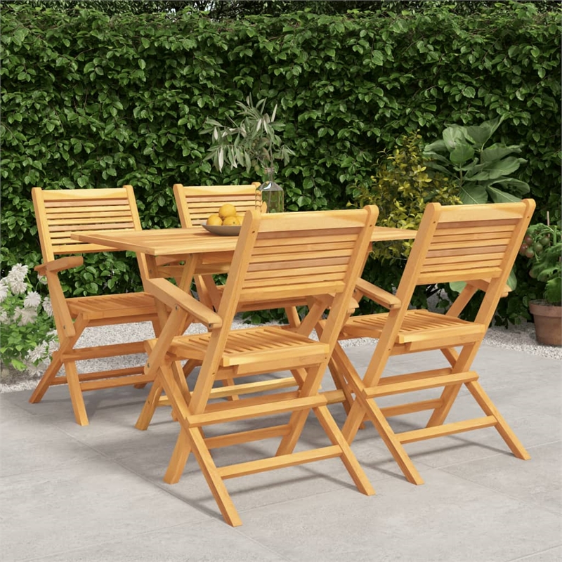 vidaXL Solid Teak Wood Medium Foldable Garden Dining Set in Brown
