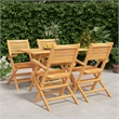 vidaXL Solid Teak Wood Medium Foldable Garden Dining Set in Brown