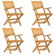 vidaXL Solid Teak Wood Medium Foldable Garden Dining Set in Brown