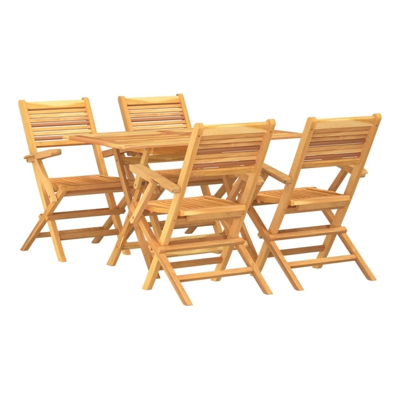 vidaXL Solid Teak Wood Medium Foldable Garden Dining Set in Brown