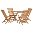 vidaXL Solid Teak Wood Standard Foldable Garden Dining Set in Brown