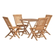 vidaXL Solid Teak Wood Standard Foldable Garden Dining Set in Brown