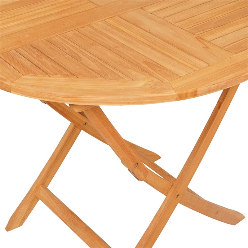 vidaXL Solid Teak Wood Standard Foldable Garden Dining Set in Natural Teak/Brown