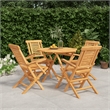 vidaXL Solid Teak Wood Medium Foldable Garden Dining Set in Teak/Brown