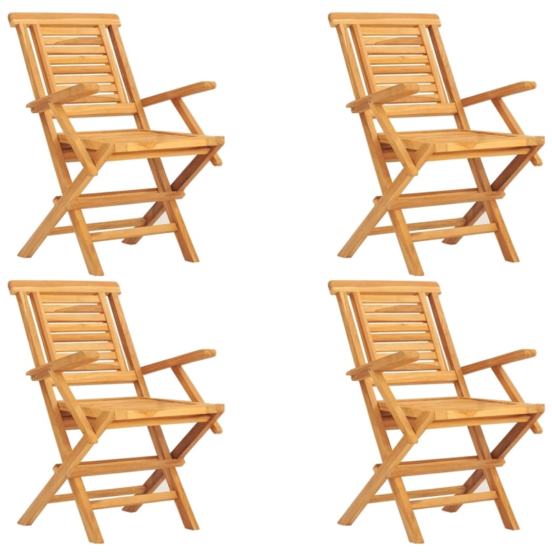 vidaXL Solid Teak Wood Medium Foldable Garden Dining Set in Teak/Brown