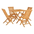 vidaXL Solid Teak Wood Medium Foldable Garden Dining Set in Brown