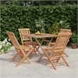 vidaXL Solid Teak Wood Medium Foldable Garden Dining Set in Brown