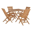 vidaXL Solid Teak Wood Medium Foldable Garden Dining Set in Natural Teak/Brown