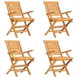 vidaXL Solid Teak Wood Medium Foldable Garden Dining Set in Natural Teak/Brown