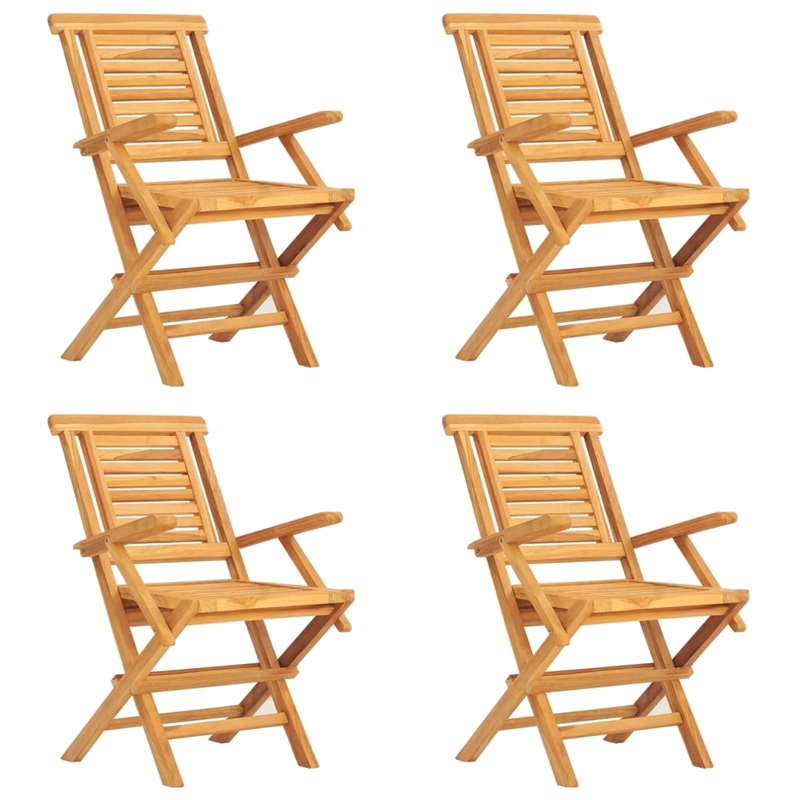 vidaXL Solid Teak Wood Medium Foldable Garden Dining Set in Natural Teak/Brown