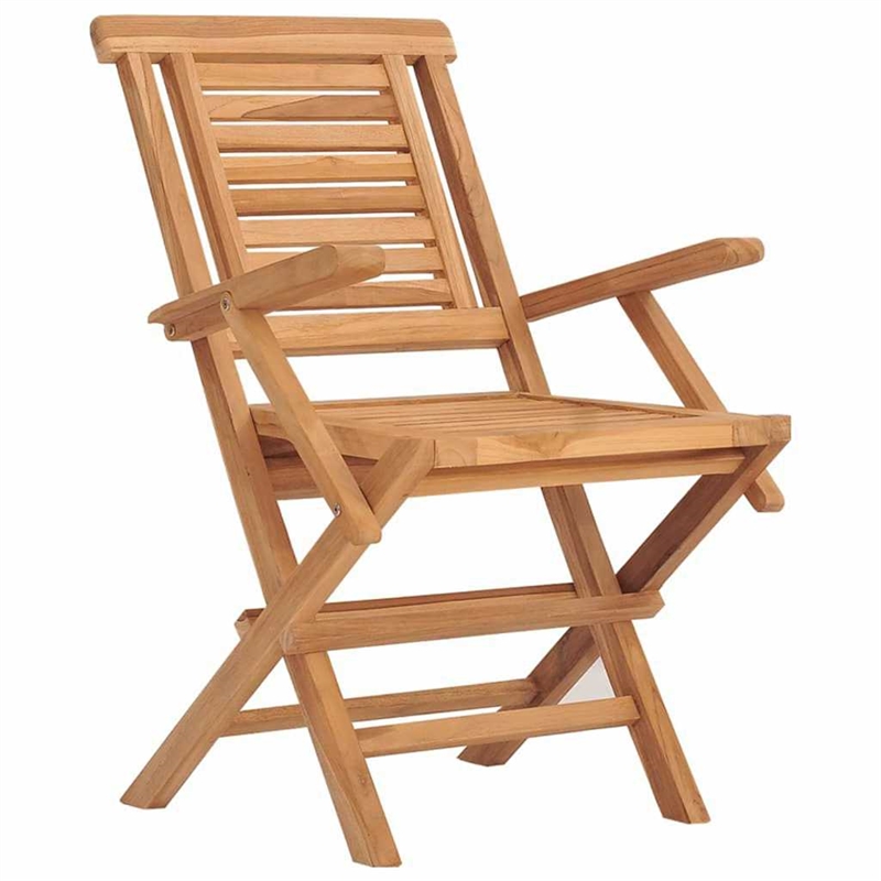 vidaXL Solid Teak Wood Medium Foldable Garden Dining Set in Natural Teak/Brown