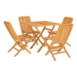 vidaXL Solid Teak Wood Standard Foldable Garden Dining Set in Natural Teak/Brown