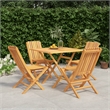 vidaXL Solid Teak Wood Standard Foldable Garden Dining Set in Natural Teak/Brown