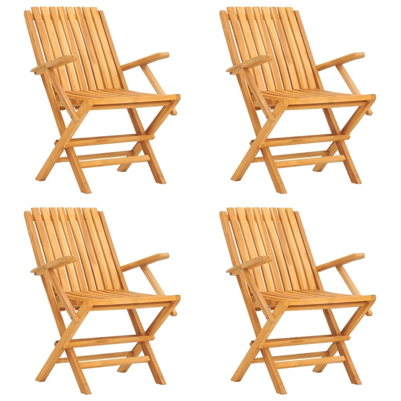 vidaXL Solid Teak Wood 5 Piece Foldable Garden Dining Set in Brown