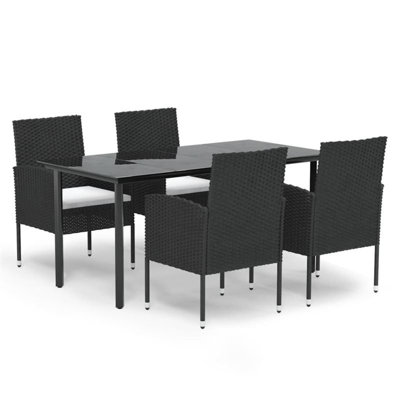 vidaXL PE Rattan Large Durable Garden Dining Set in Black and Cream White